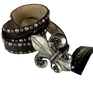 Vintage Leatherock US Artisanal Genuine leather bikecore Belt Sz M34 Unisex NWT‎